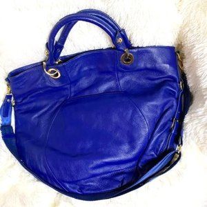 Women Blue Leather Fenn Wright Manson Handbag. Like new.